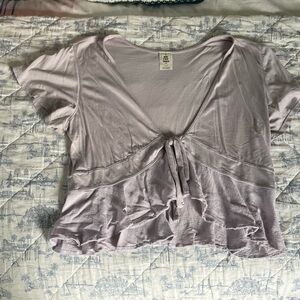 Free People Lavender Tie-Front Top